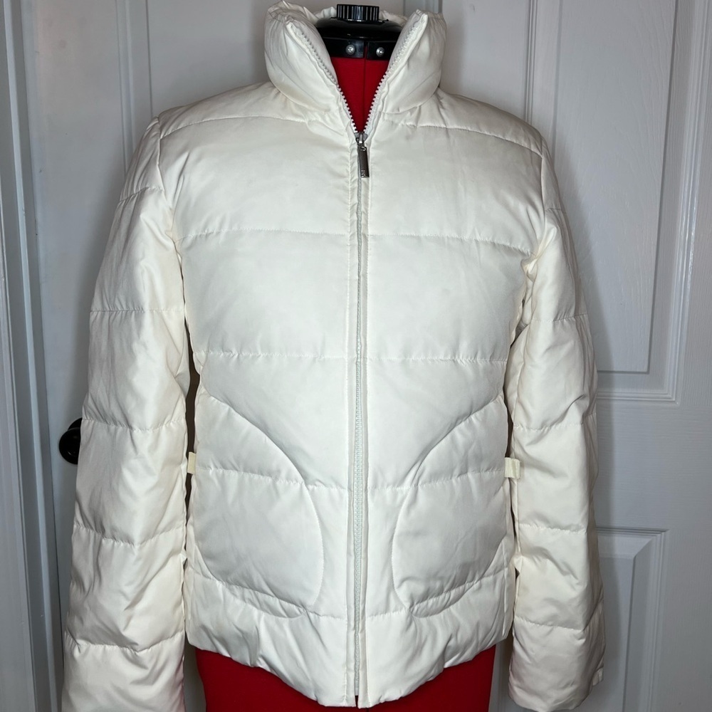 New York & Company Down Feather Filled Puffer Jacket Off White Womens Small.